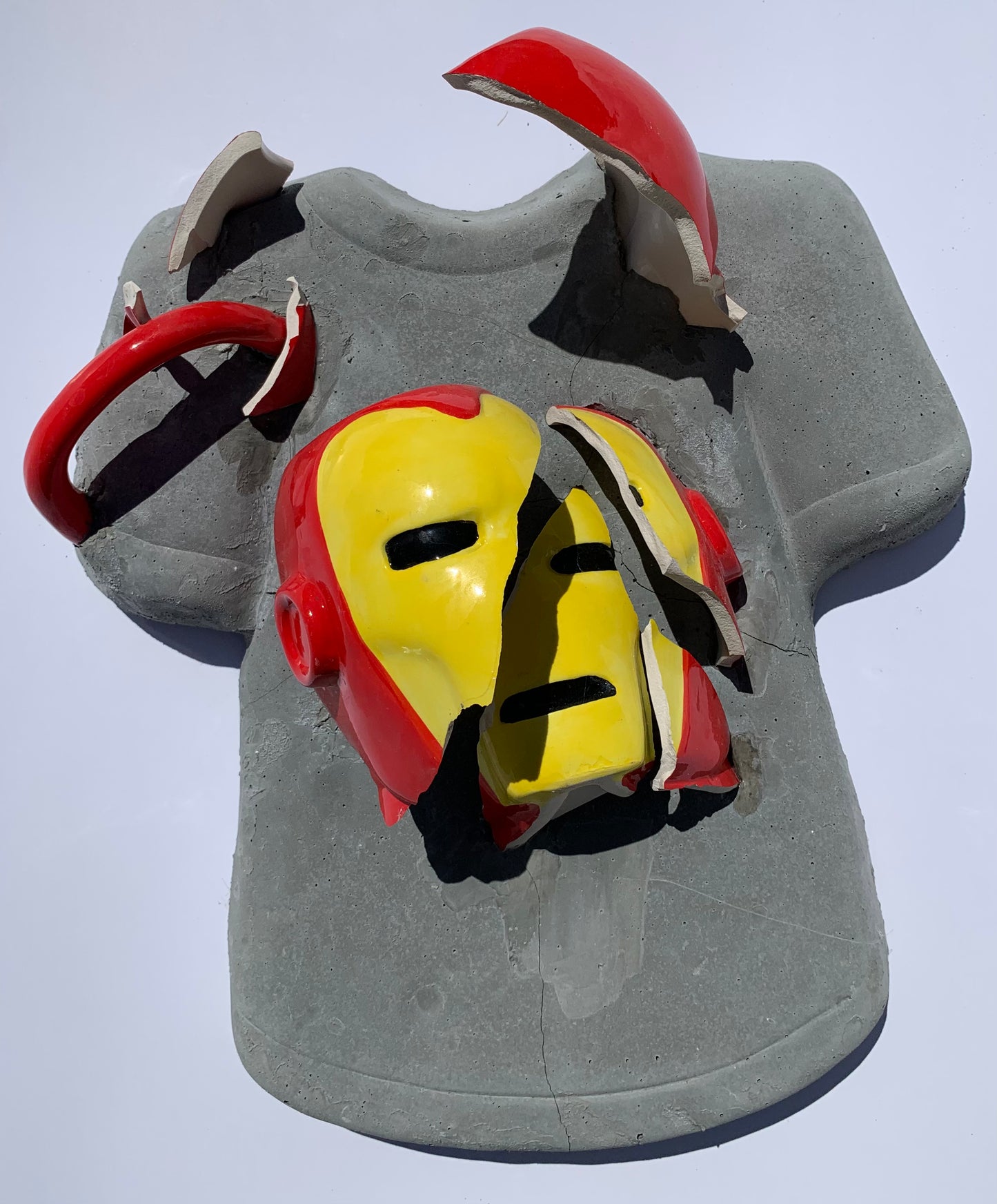 "Mustard and Ketchup Man": Iron Man on T-Shirt Wall Sculpture