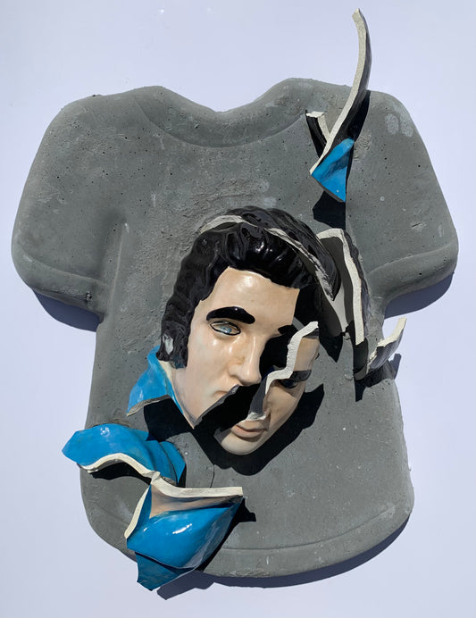 "The King on Cotton": Elvis Presley on T-Shirt Wall Sculpture