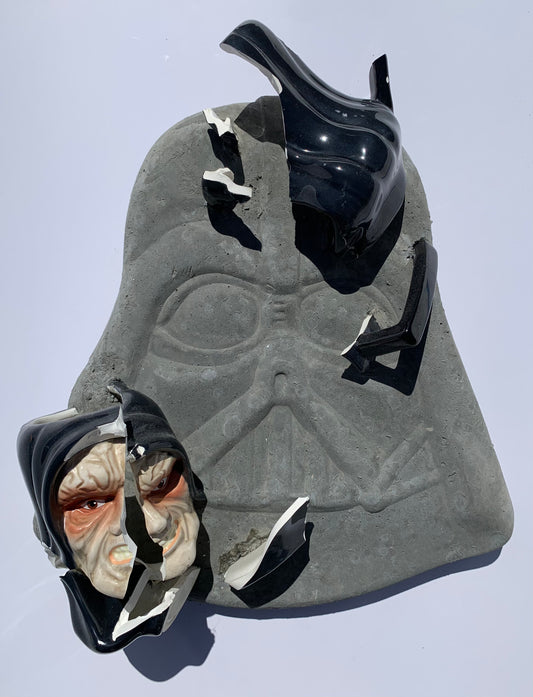 "Master and Servant": Emperor Palpatine on Darth Vader Wall Sculpture