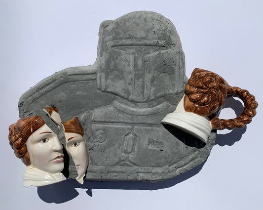 "The Gift Refused": Princess Leia on Boba Fett Wall Sculpture