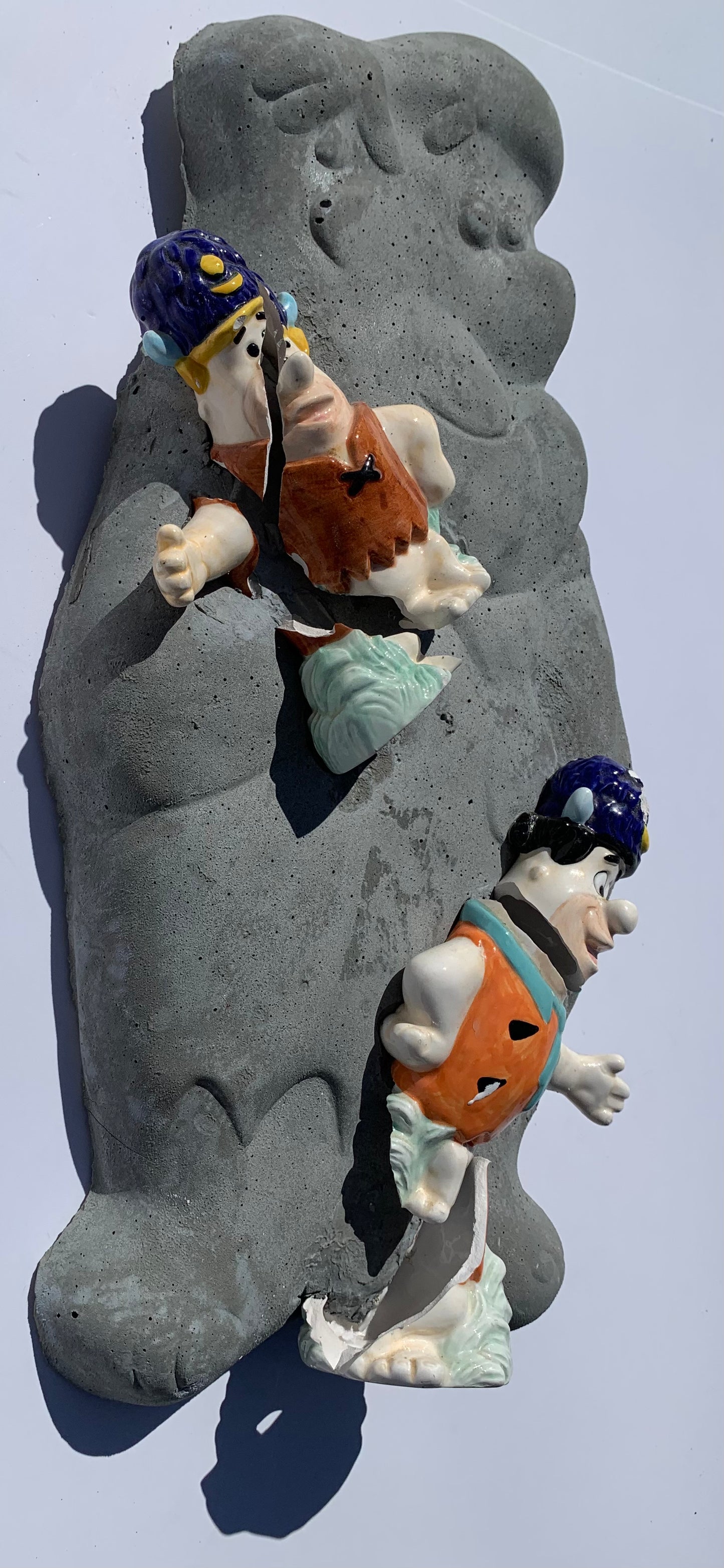 "Water Buffalo Bros" : Barney & Fred on Fred Flintstone Wall Sculpture