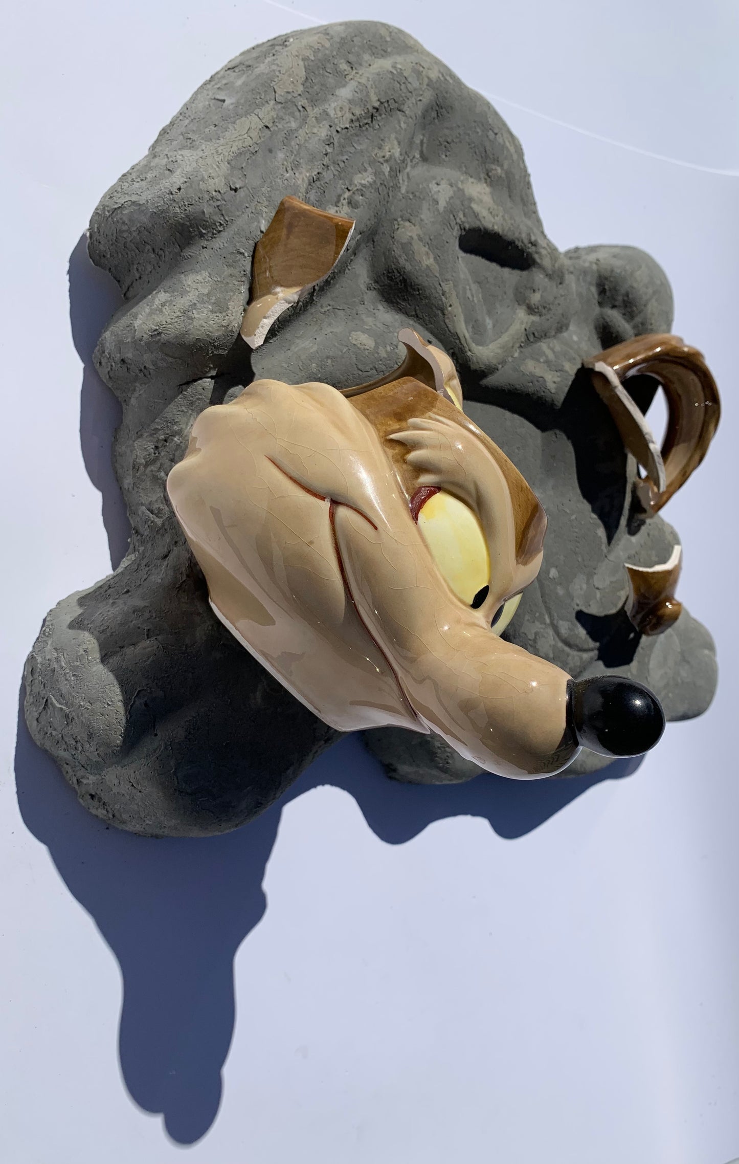 "Too Much Adderall": Wile E. Coyote on Bugs Wall Sculpture